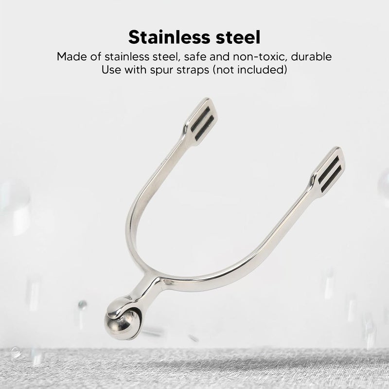 Focket 2 PCS Horse Spurs, Stainless Steel Spurs with Smooth Roller Ball, English Spur for Boots, Western Cowboy Spurs Equestrian Gear, Retro Spurs Saddlery Equipment - Image 5